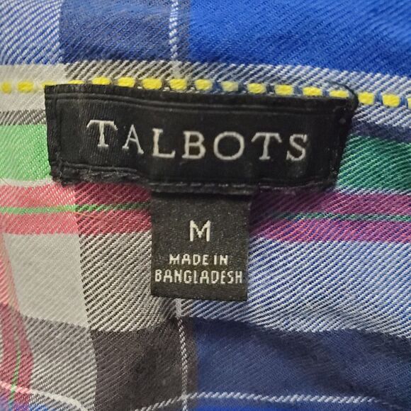 TALBOTS 100% Cotton Multicolor Plaid Long Sleeve Button-Up Shirt Size Medium - Picture 3 of 5